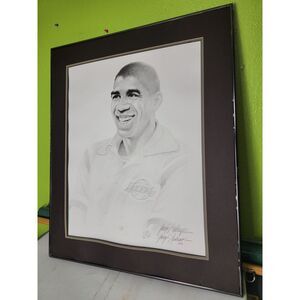 Magic Johnson Gary Sederup Artwork Signed Vintage 90s Large Framed Limited /2400